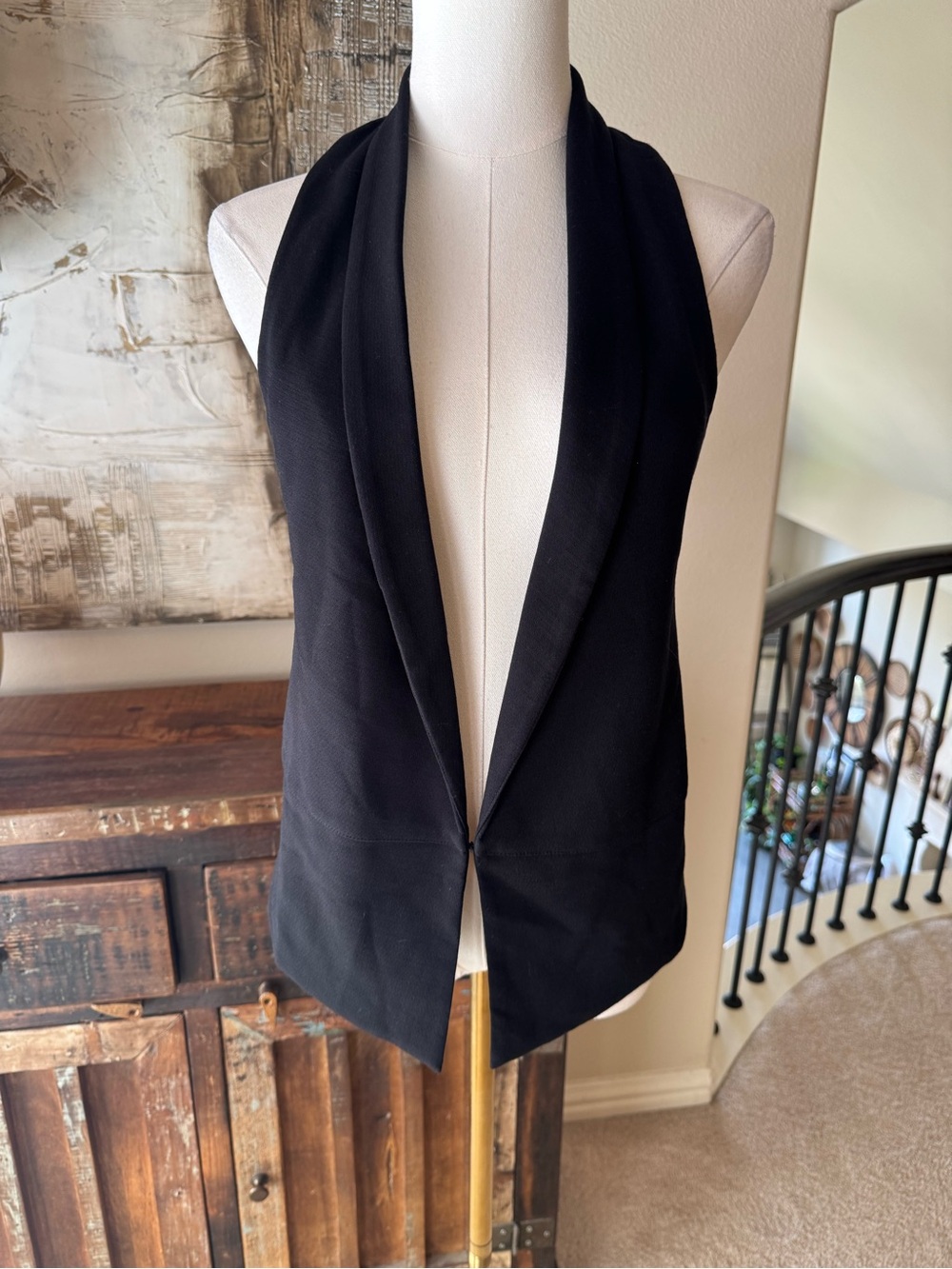 NWT CAbi Black Sleeveless Shawl Racerback Vest - M